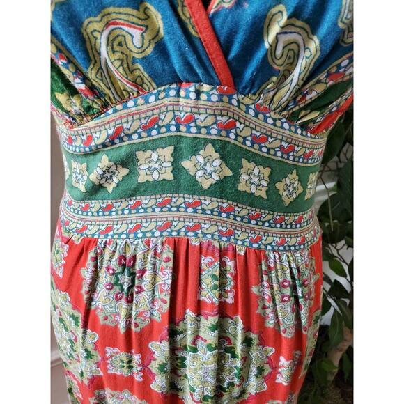 Angle Women's Multicolor Rayon V-Neck Sleeveless Casual Long Maxi Dress Size S - Picture 3 of 10